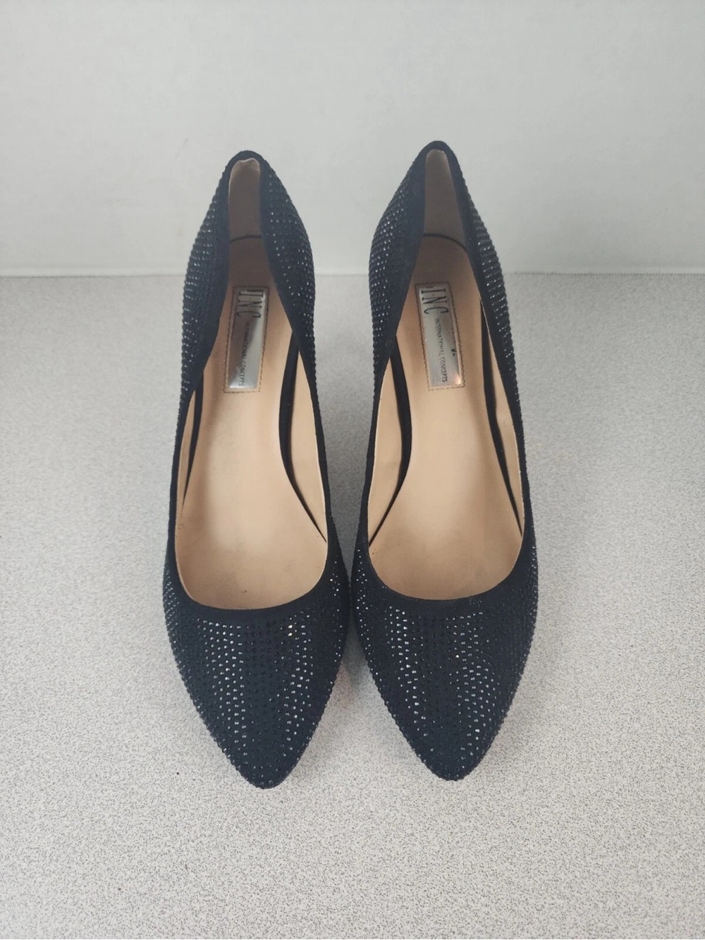 INC International Concepts Black Crystal Pointed-Toe Pumps - Picture 3 of 8